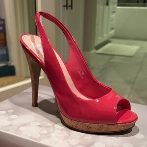 Women's Hot Pink Peep Toe Slingback Heels